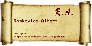 Roskovics Albert névjegykártya