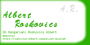 albert roskovics business card